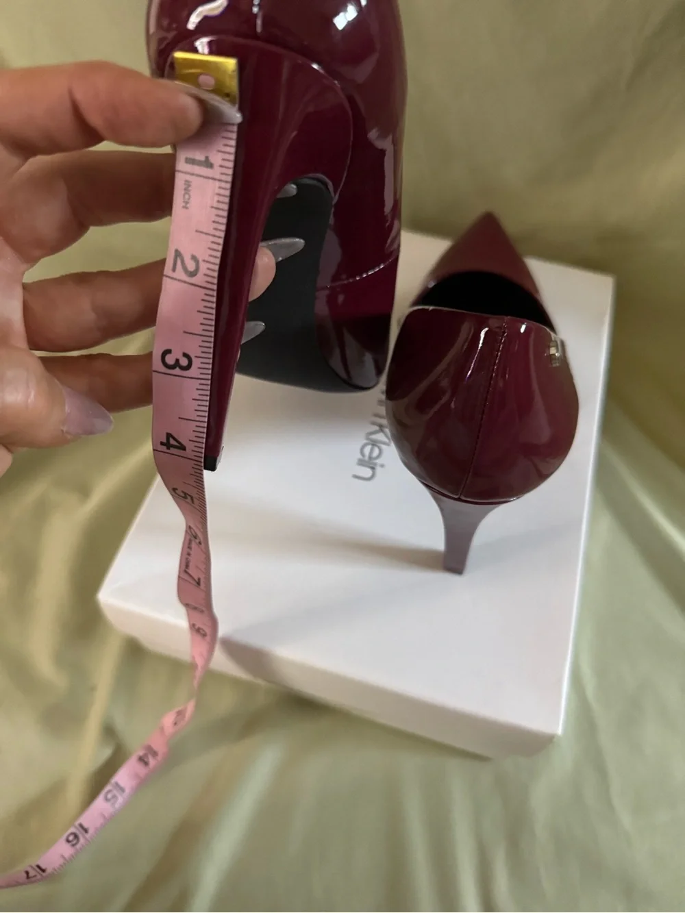 Calvin Klein Women's Wine Red Patent Pointed Pumps